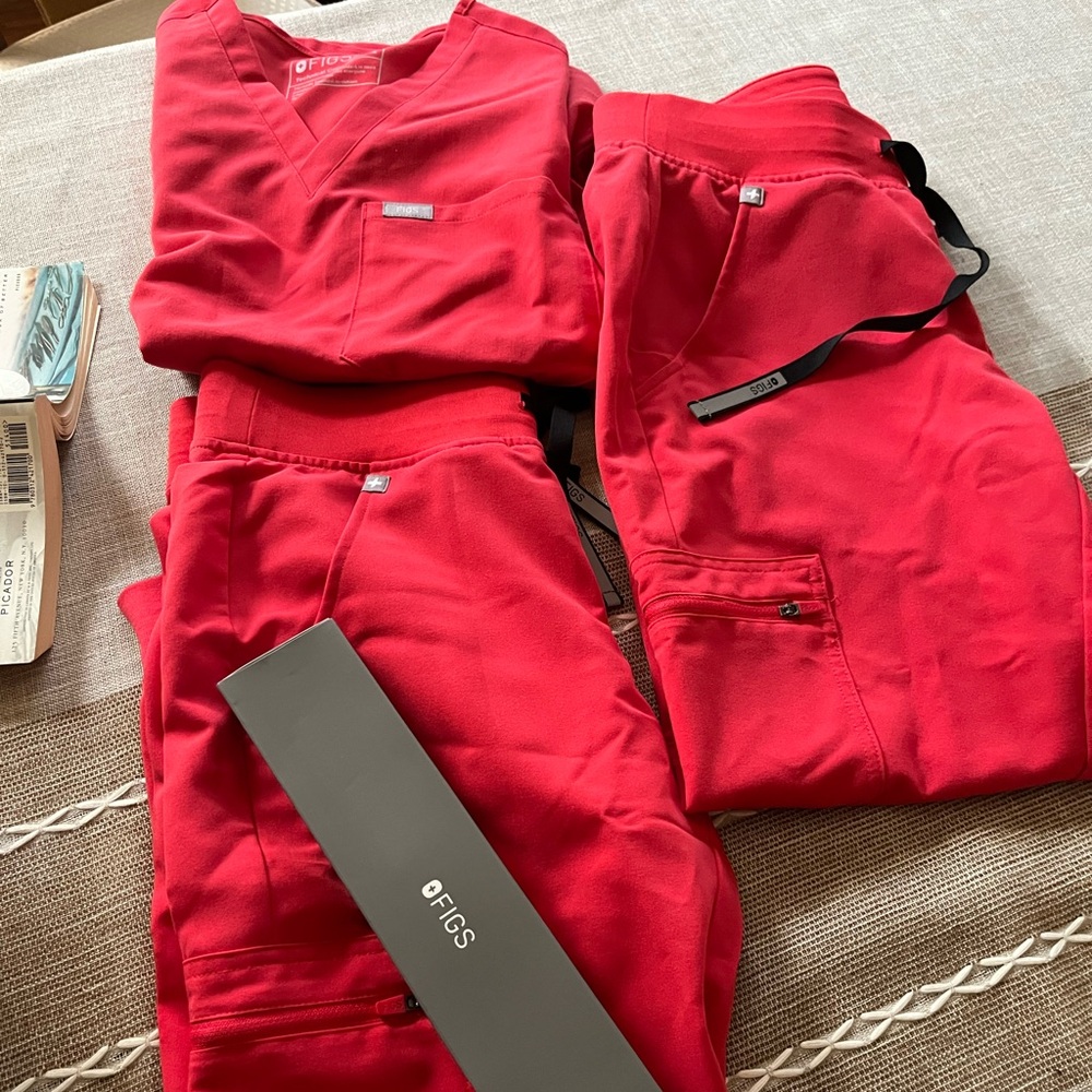 Figs neon red scrubs xsp